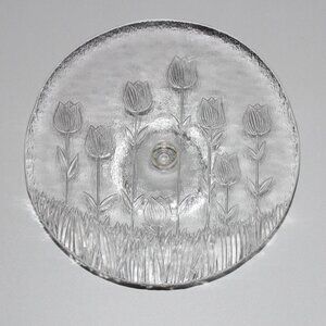 Vintage Cake Stand | Field of Tulips | Glass Cake Plate | Pastry Dessert Stand